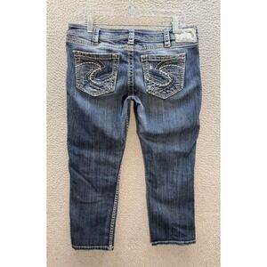 Silver Jeans Womens 31 Blue Twisted Capri Stretch Thick Stitch Rockabilly Biker